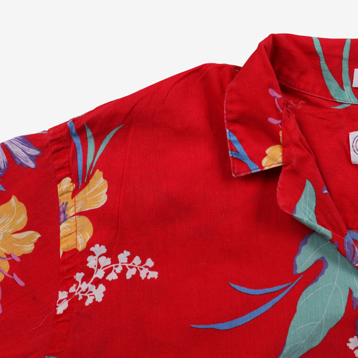 Vintage Mr Witt Hawaiian Shirt L Mens Button 90s Cotton Floral Red