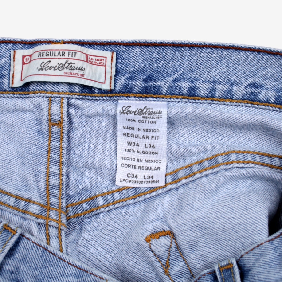 Levis Signature Jeans 34x34 Blue Light Stonewash Denim Regular Fit