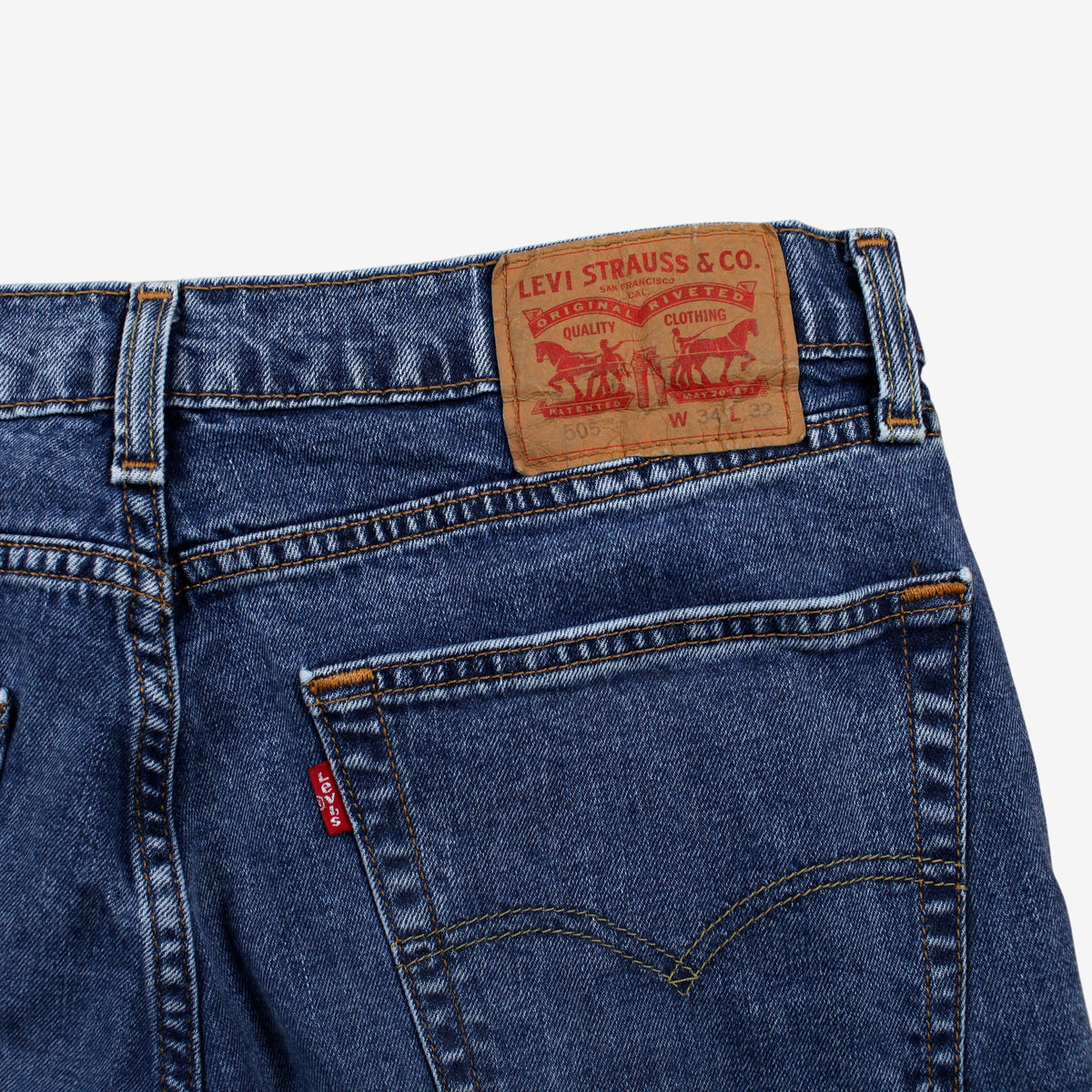 Levis 505 Jeans 34x32 Blue Regular Straight Faded Stonewash Denim