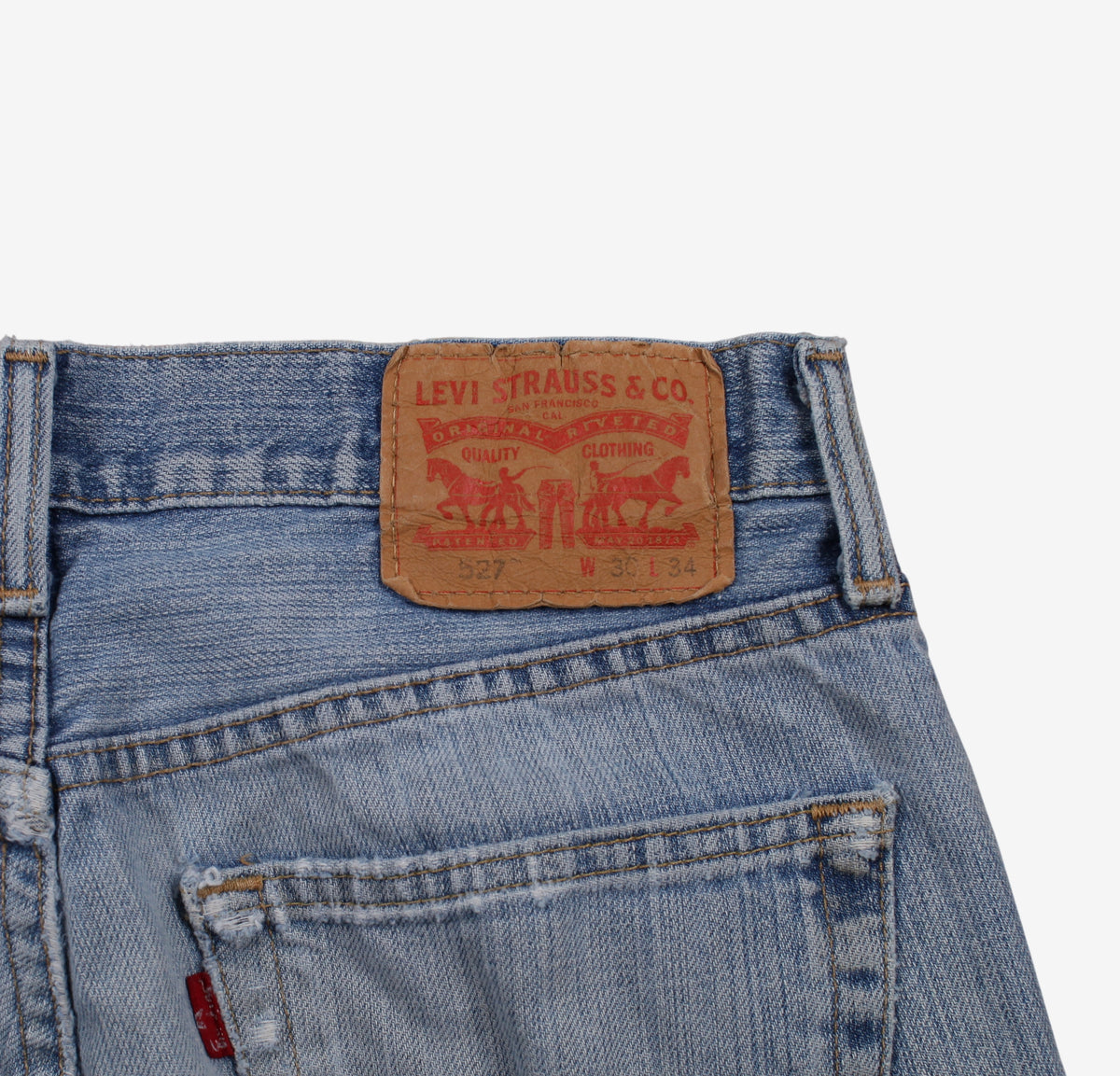 Levis 527 Jeans 30x34 Blue Slim Bootcut Light Stonewash Red Tab Denim