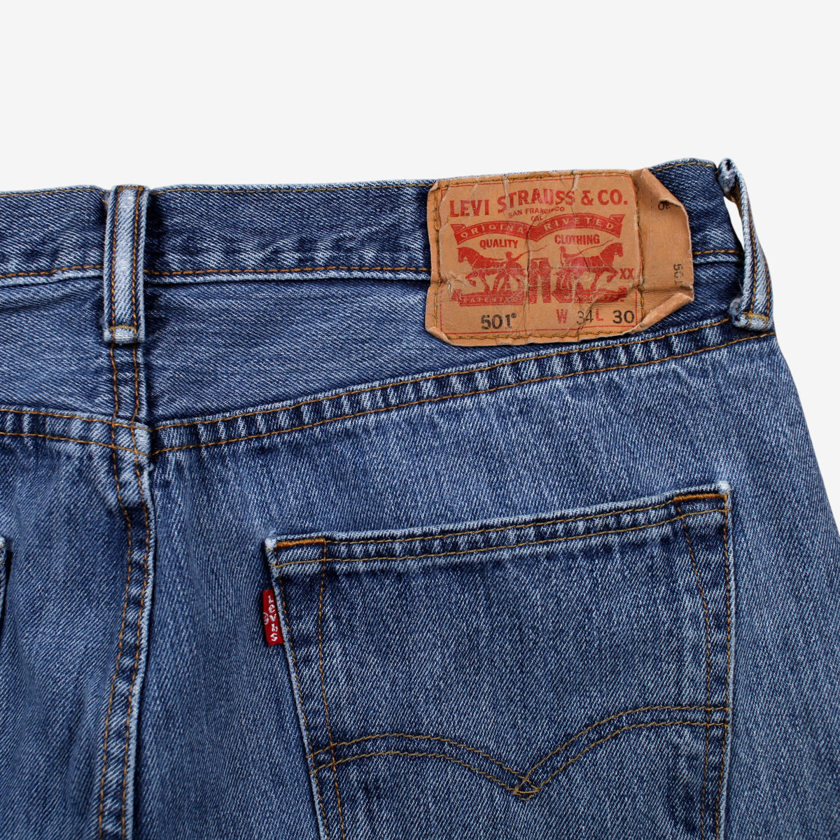 Levis 501 Jeans 34x30 Blue Regular Straight Stonewash Red Tab Denim