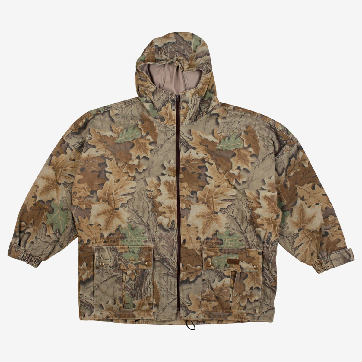 Cabelas Real Tree Jacket 2XL Mens Brown Cotton Blend Hooded Camo Hunting