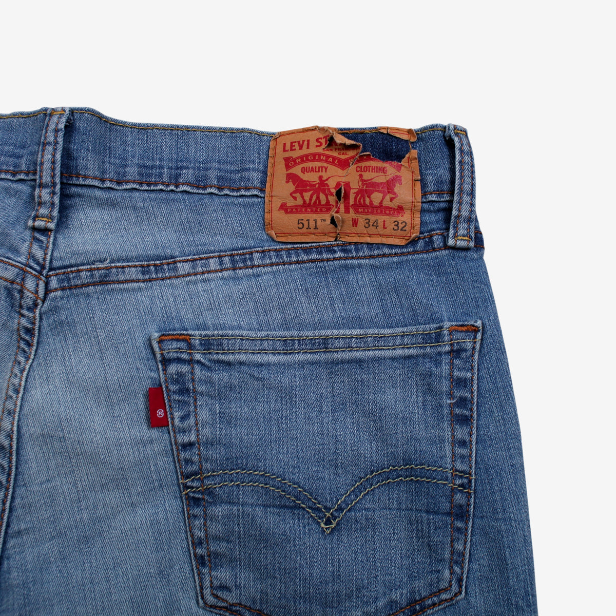 Levis 511 Jeans 34x32 Blue Slim Tapered Light Stonewash Denim