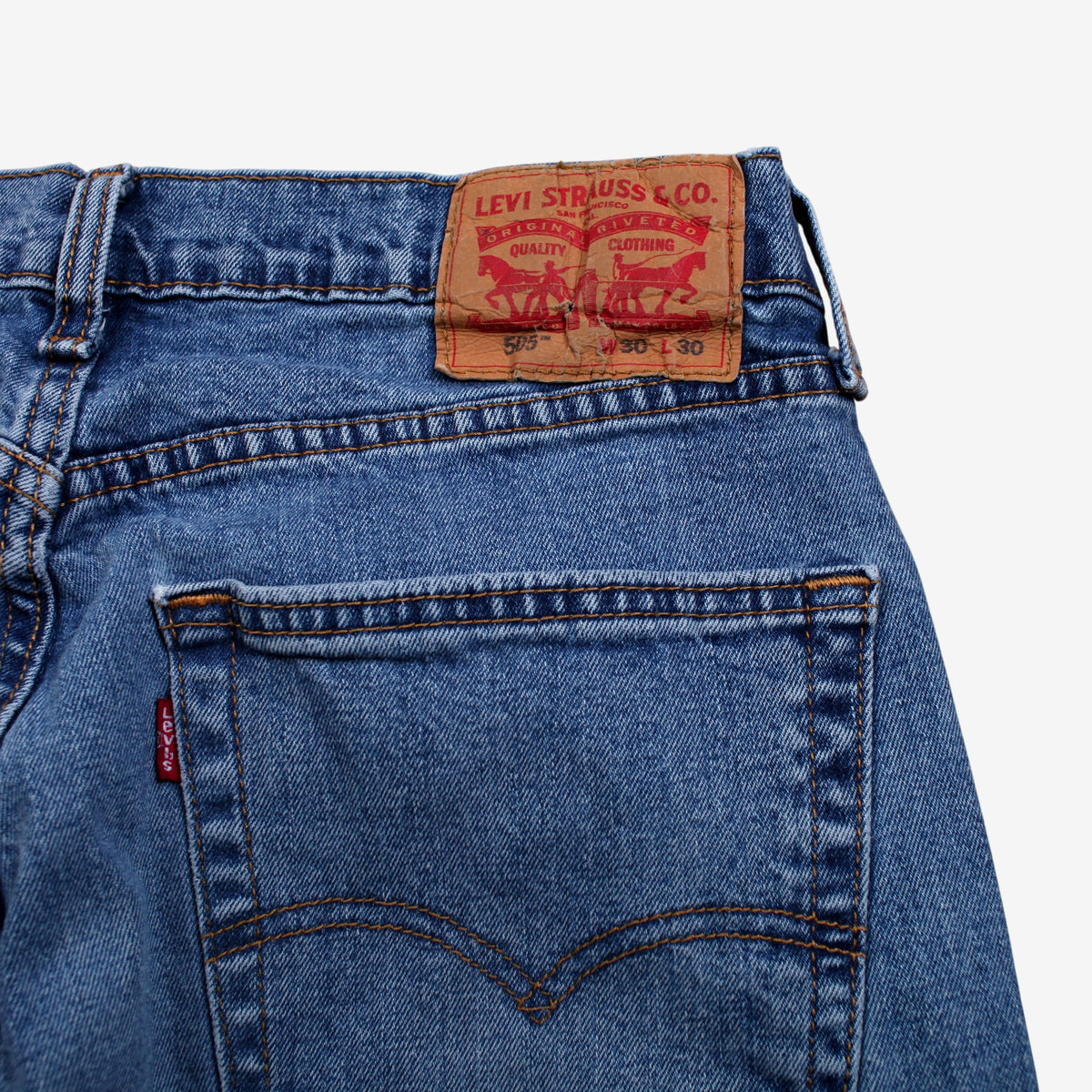 Levis 505 Jeans 30x30 Blue Regular Straight Stonewash Red Tab Denim