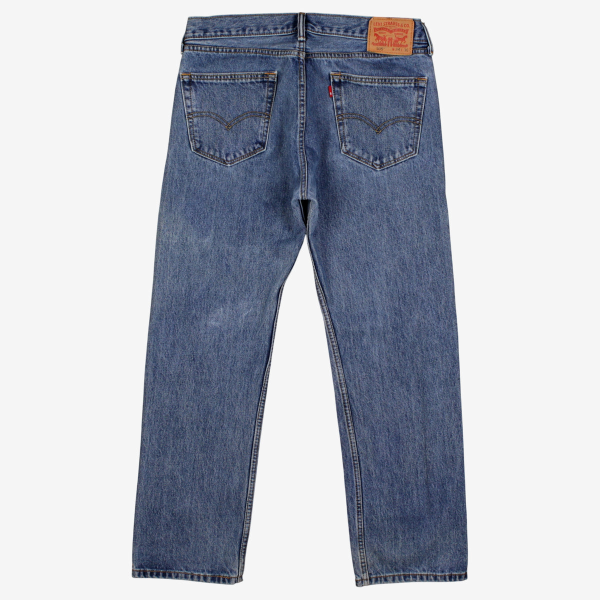 Levis 505 Jeans 34x30 Blue Regular Straight Faded Stonewash Red Tab Denim