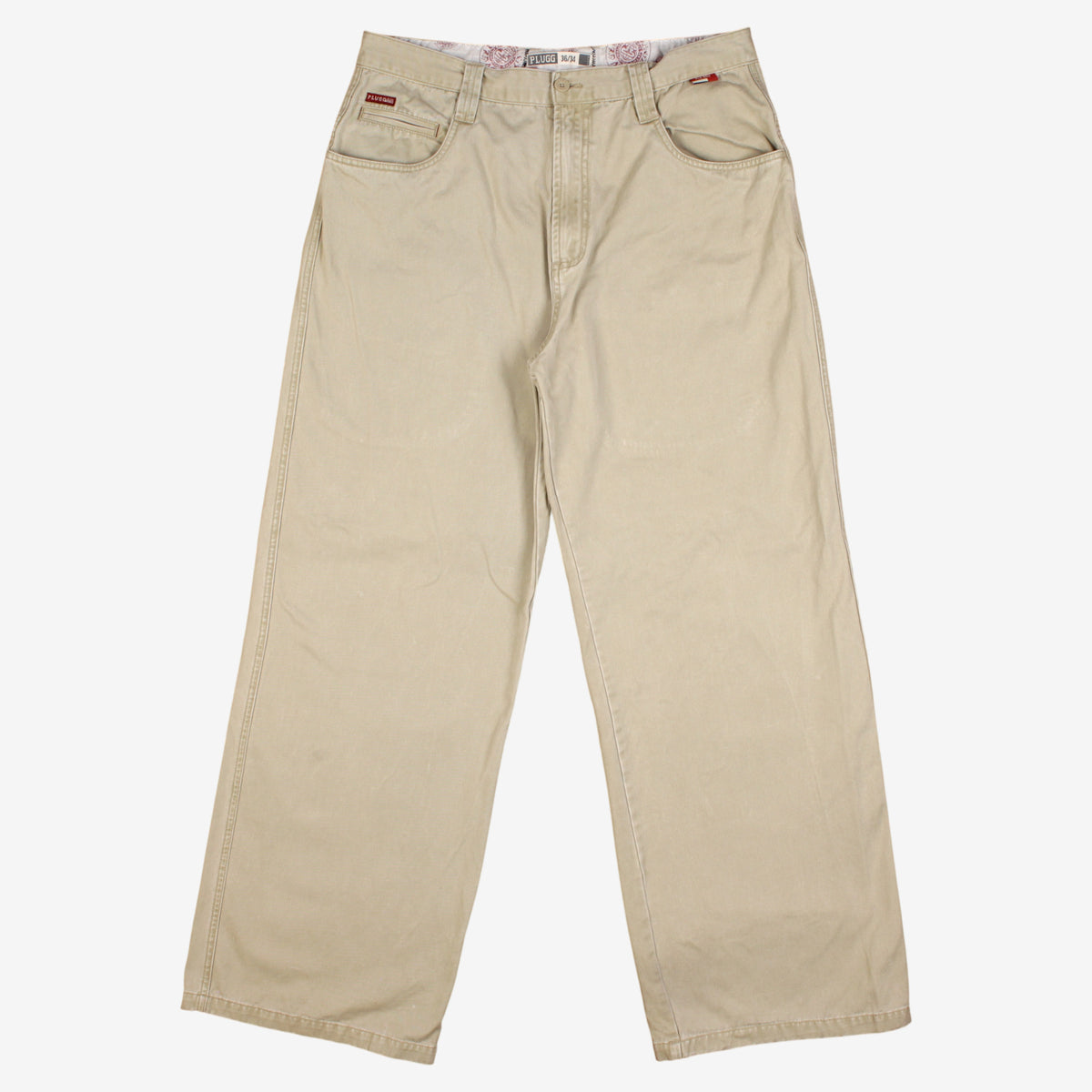 Plugg Baggy Trousers Pants 36x34 00s Y2k Beige Wide Streetwear Skater