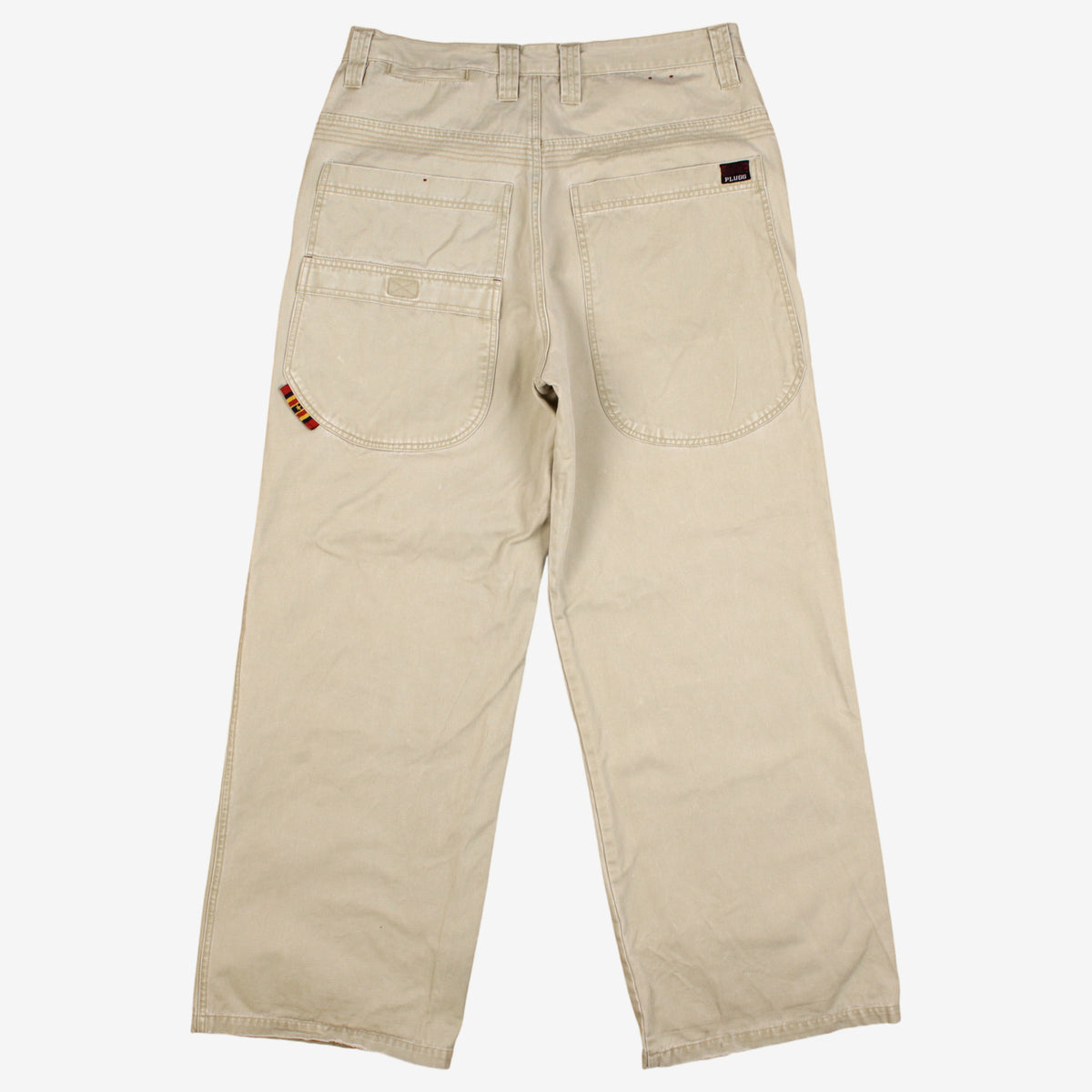 Plugg Baggy Trousers Pants 36x34 00s Y2k Beige Wide Streetwear Skater
