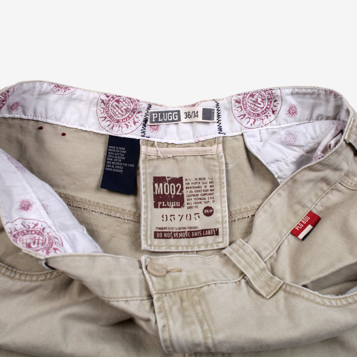 Plugg Baggy Trousers Pants 36x34 00s Y2k Beige Wide Streetwear Skater