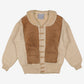 Vintage Bowron Cardigan L Mens 90s Wool Blend Shearling Suede Panels Brown Knit