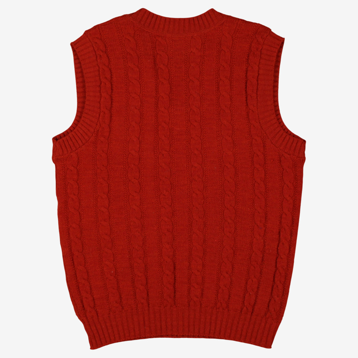 Vintage Jantzen Sweater Vest Jumper L Womens 80s Acrylic Orange Cable Knit