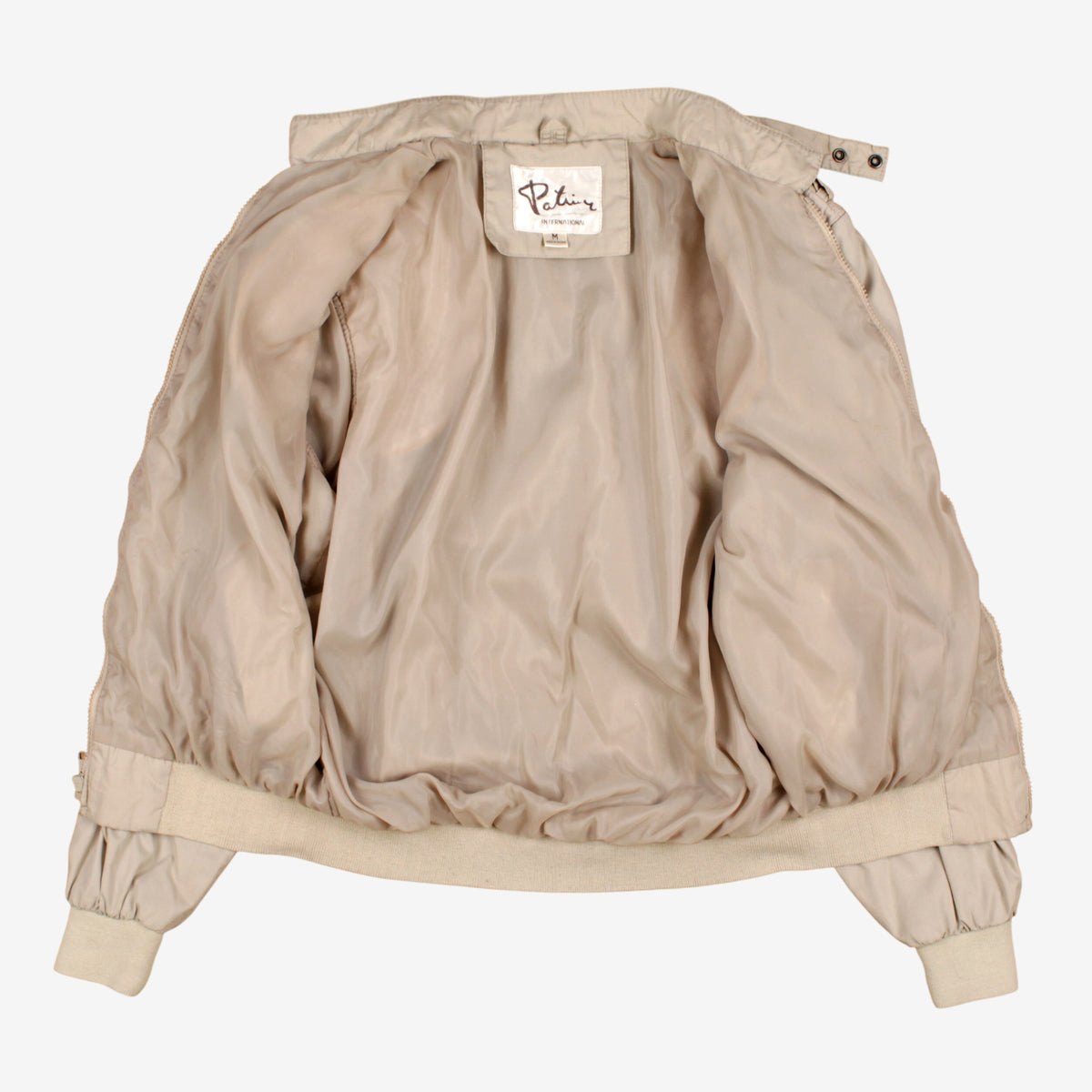 Vintage Patrice International Bomber Jacket M Mens Beige Lined Windbreaker
