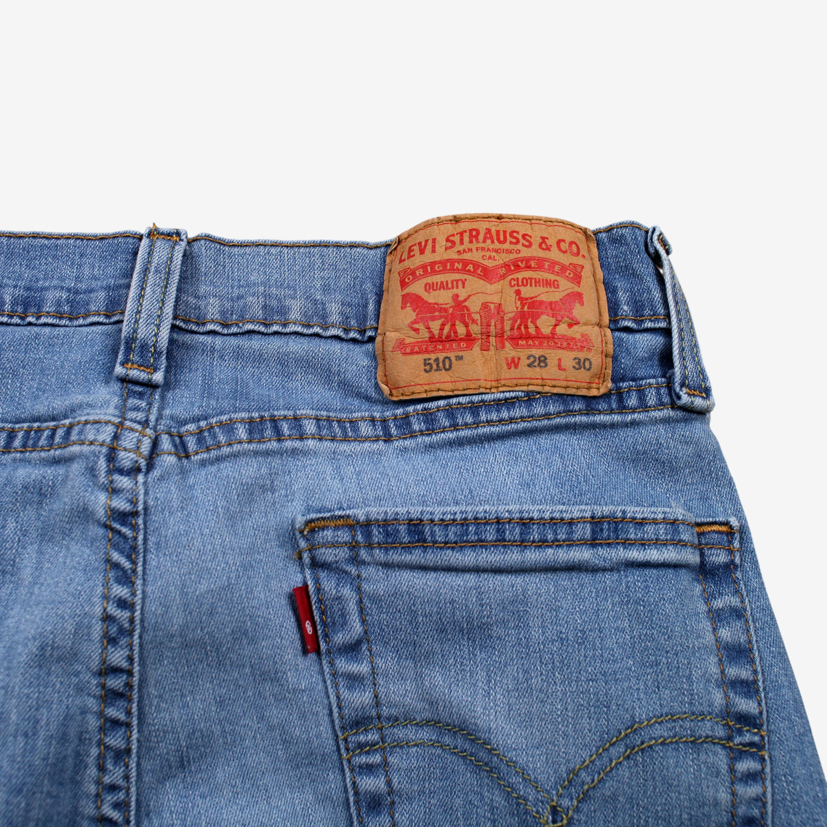 Levis 510 Jeans 28x28 Blue Skinny Faded Light Stonewash Red Tab Denim
