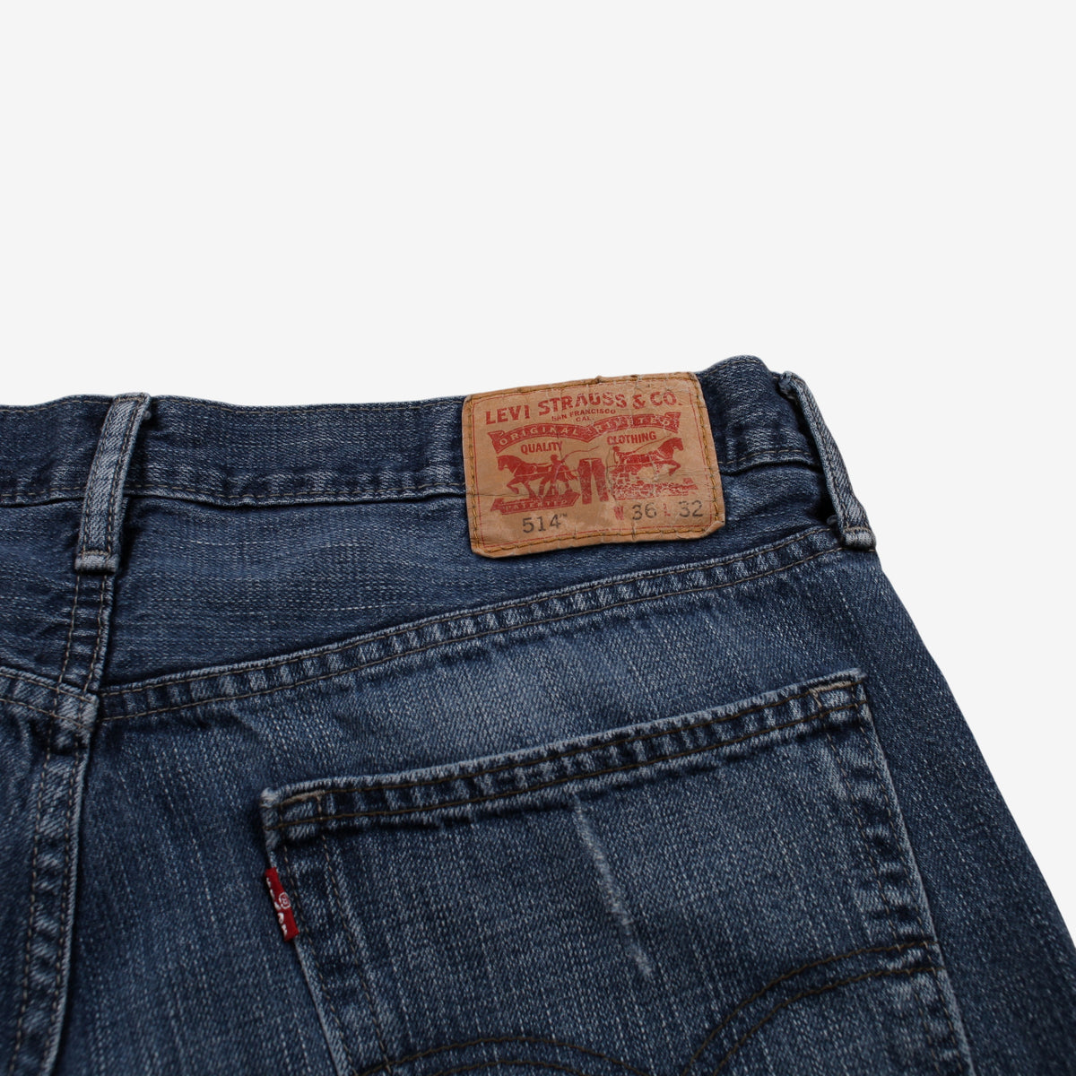 Levis 514 Jeans 36x32 Blue Regular Straight Faded Stonewash Distressed Denim
