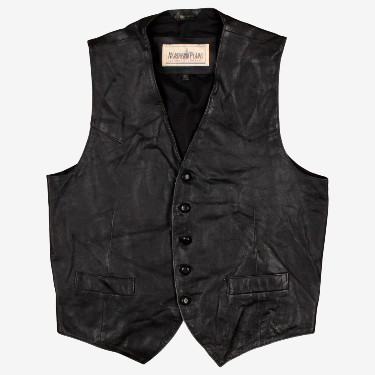 Vintage Northern Plains Vest M Mens Black Button Front Western Biker Gilet