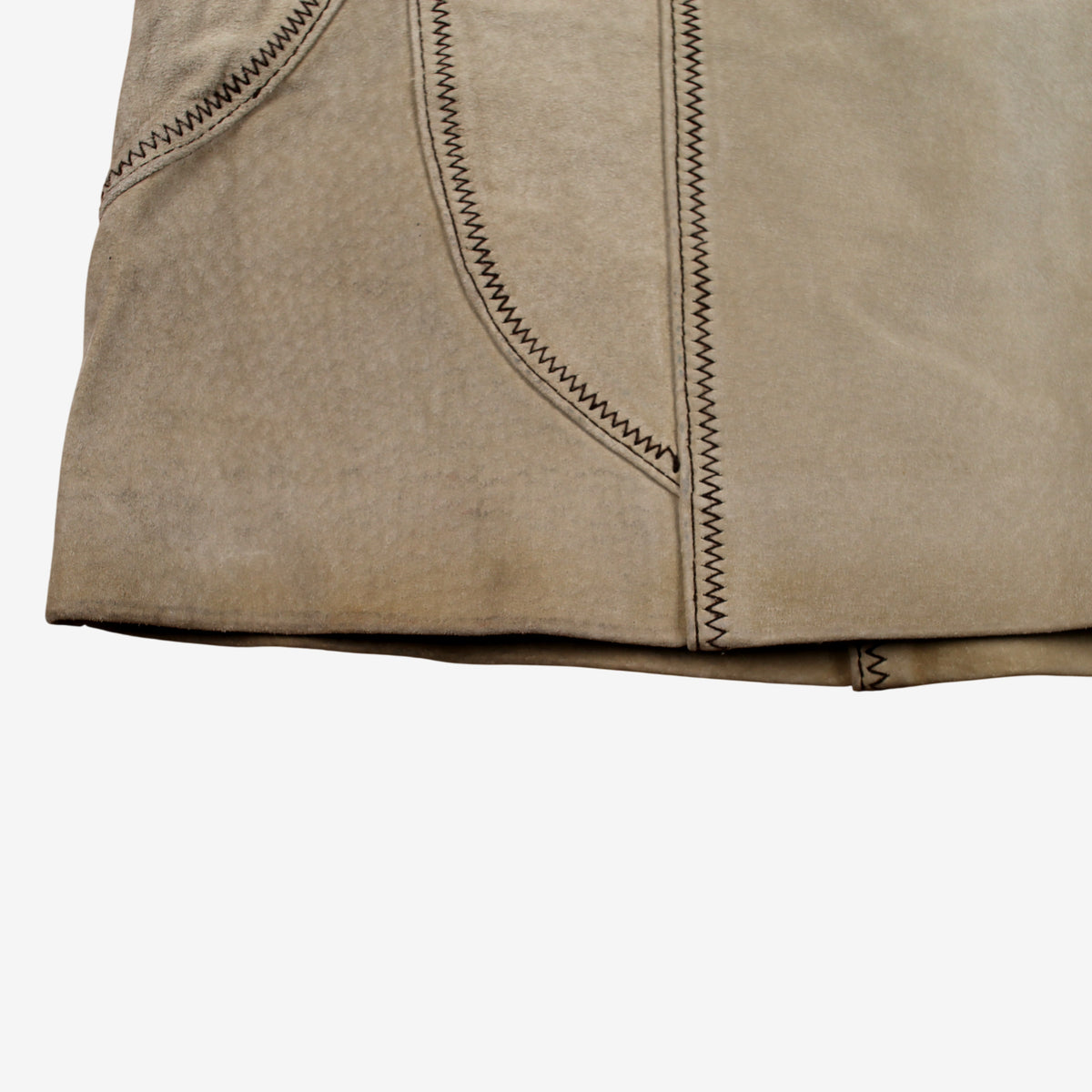 Wilsons Leather Maxima Jacket L Womens Beige Suede Moto Western Contrast Stitch