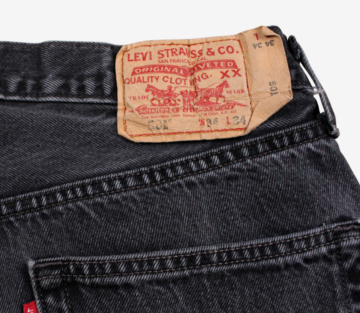 Levis 501 Jeans 33x34 Grey Regular Straight Faded Stonewash Made Denim