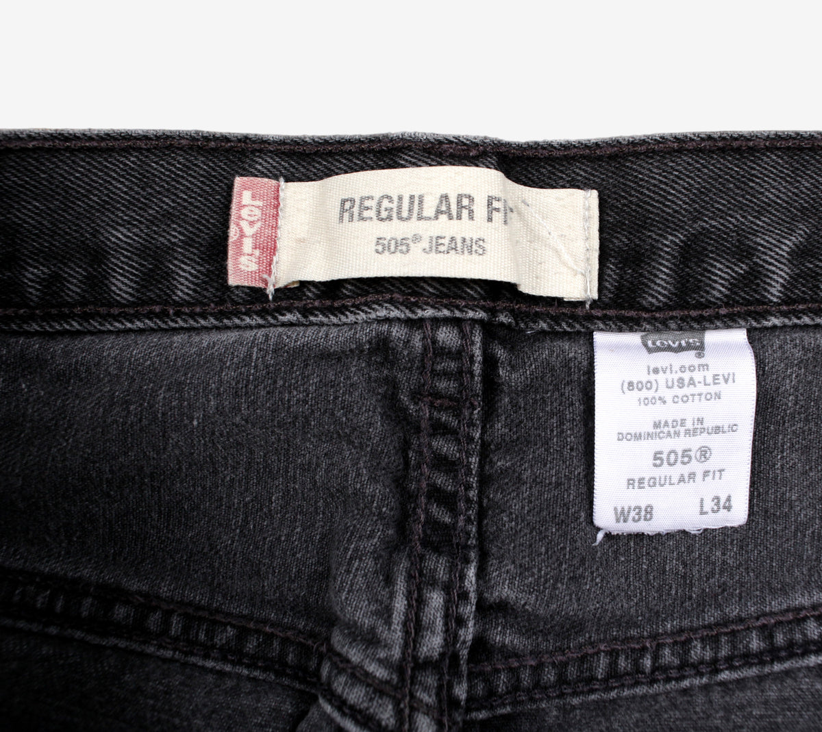 Levis 505 Jeans 36x34 Grey Regular Straight Faded Stonewash Red Tab Denim