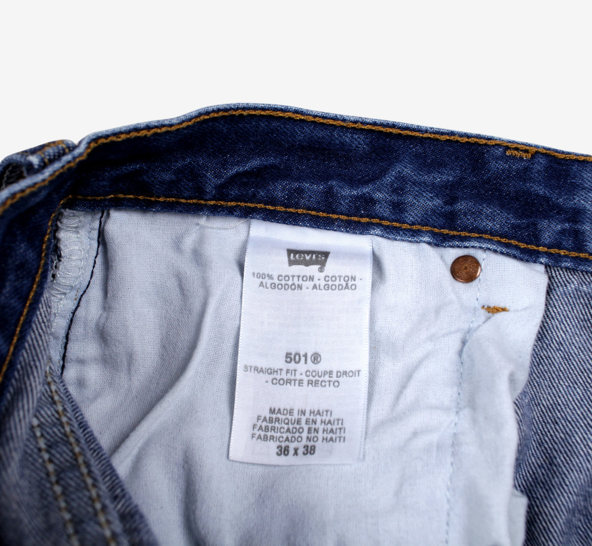 Levis 501 Jeans 34x35 Blue Regular Straight Faded Stonewash Red Tab Denim