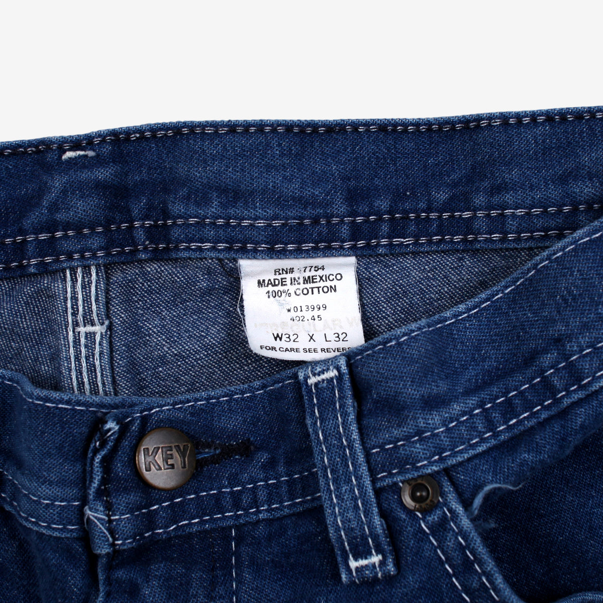 Key Carpenter Jeans 32x32 Blue Dark Stonewash Straight Workwear Zip Fly Denim