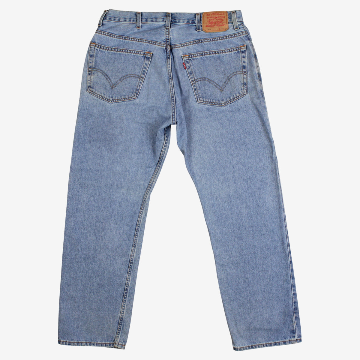 Levis 505 Jeans 35x32 Blue Regular Straight Faded Light Stonewash Zip Denim