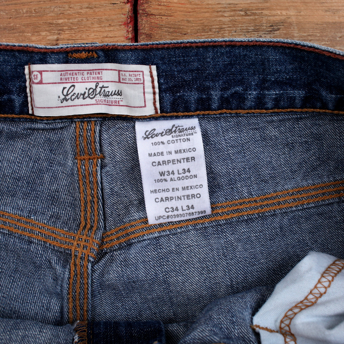 Levis Signature Jeans 34x34 Blue Strauss Carpenter Medium Stonewash Denim