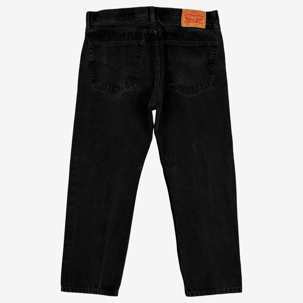 Levis 505 Jeans 36x29 Black Regular Straight Dark Stonewash Zip Denim