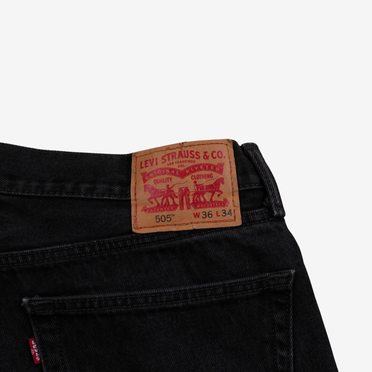 Levis 505 Jeans 36x34 Black Regular Straight Faded Stonewash Red Tab Denim