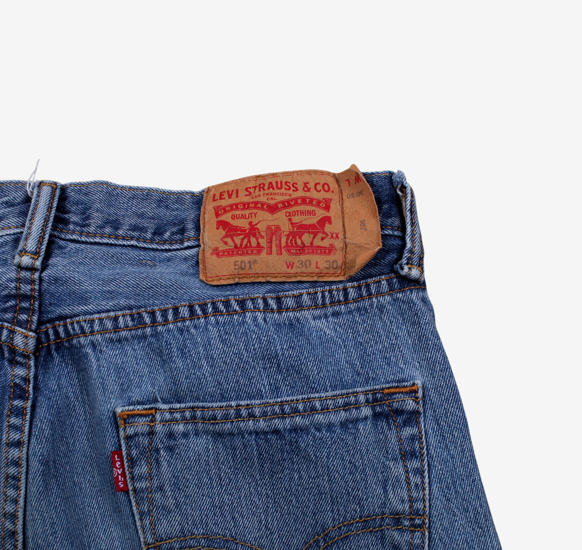 Levis 501 Jeans 30x30 Blue Regular Straight Faded Medium Stonewash Denim