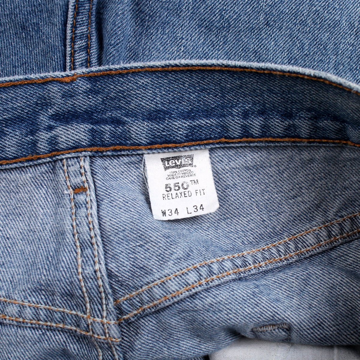 Levis 550 Jeans 34x34 Blue Relaxed Taper Faded Stonewash Red Tab Denim