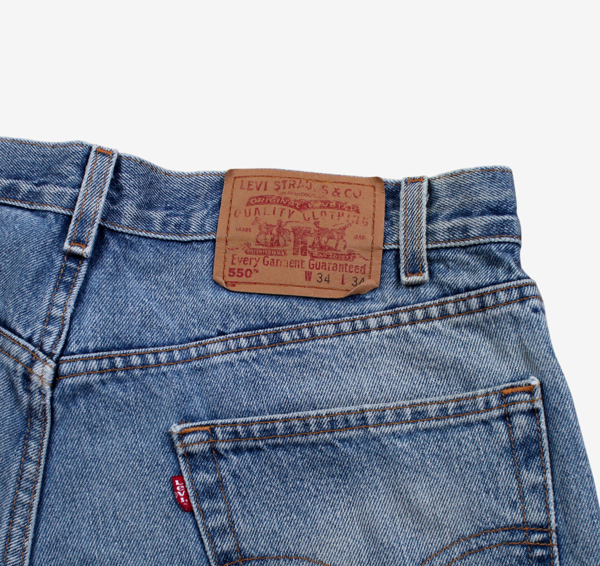 Levis 550 Jeans 34x34 Blue Relaxed Taper Faded Stonewash Red Tab Denim