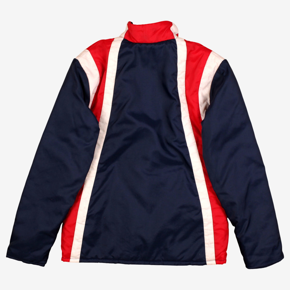 Vintage Bomber Racing Jacket S Mens 70s Blue Nylon Lined Navy Red White