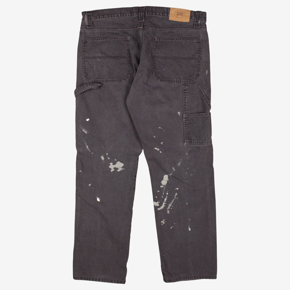Berkley Jensen Carpenter Trousers Pants 36x32 00s Grey Straight Paint Splatter
