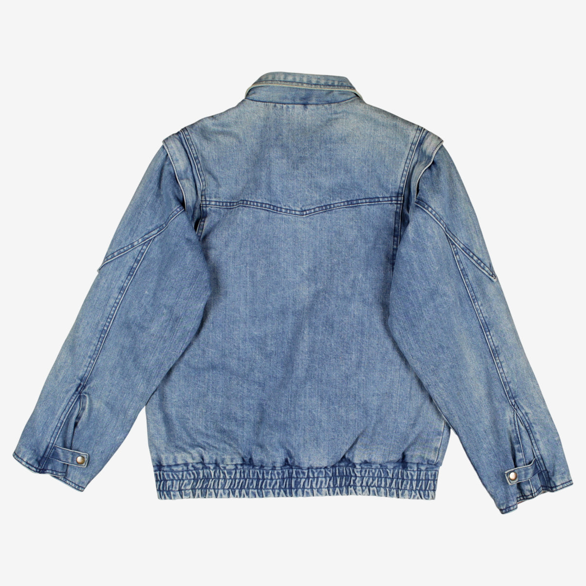 Vintage Denim Bomber Jacket S Mens 80s Blue Plaid Lined Workwear D Pocket