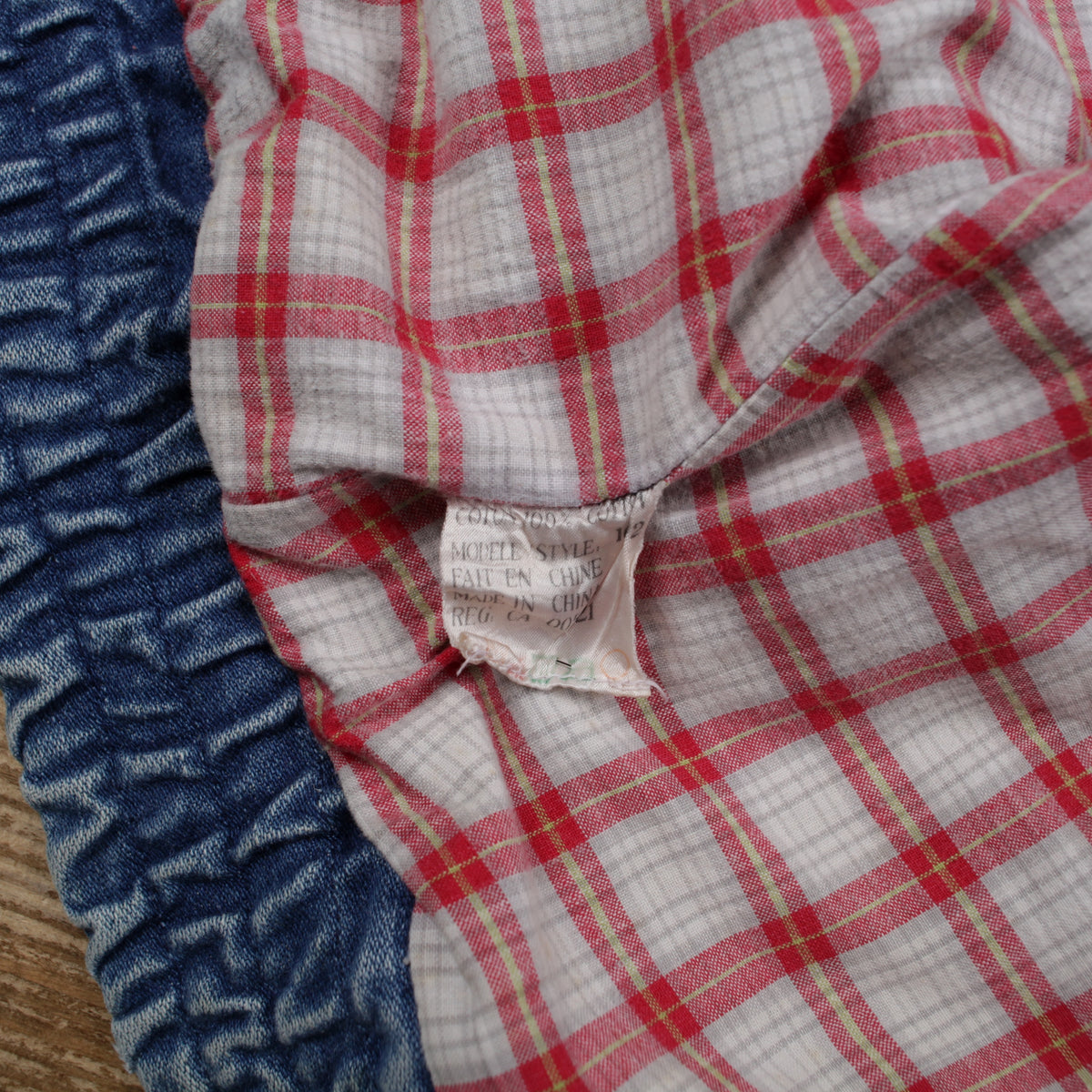 Vintage Denim Bomber Jacket S Mens 80s Blue Plaid Lined Workwear D Pocket