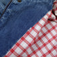 Vintage Denim Bomber Jacket S Mens 80s Blue Plaid Lined Workwear D Pocket