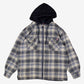 Dickies Overshirt Jacket M Mens Blue Plaid Hooded Heavyweight Utility Durable