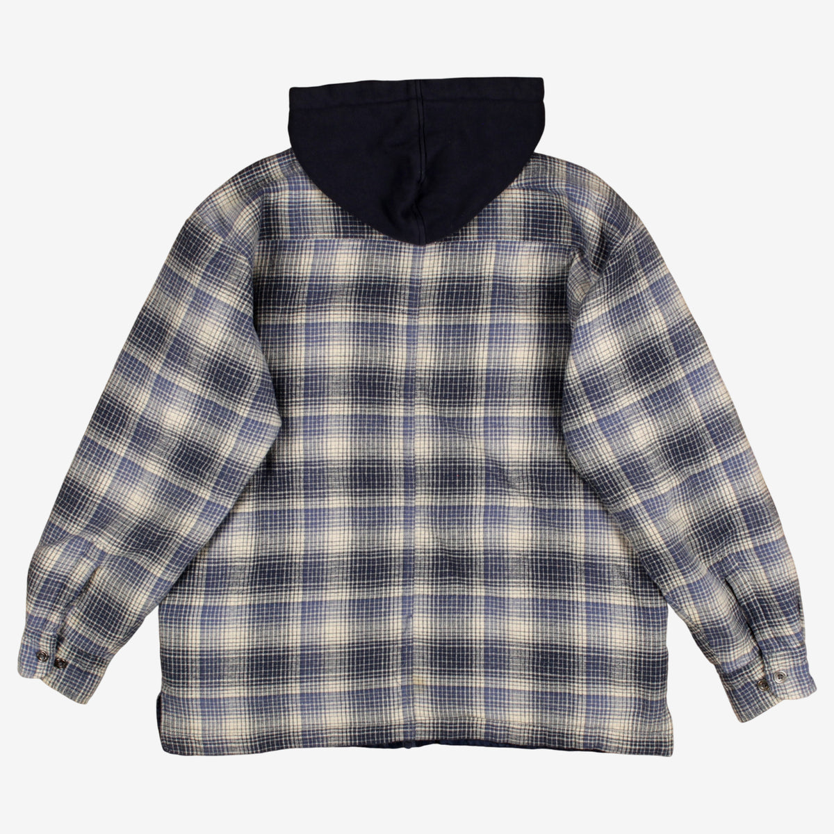 Dickies Overshirt Jacket M Mens Blue Plaid Hooded Heavyweight Utility Durable