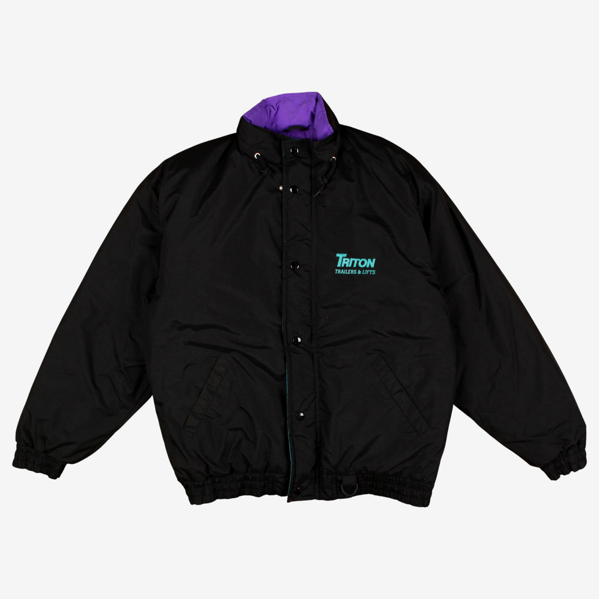 Vintage Norman Todd Bomber Jacket L Mens 90s Black Nylon Insulated Casual