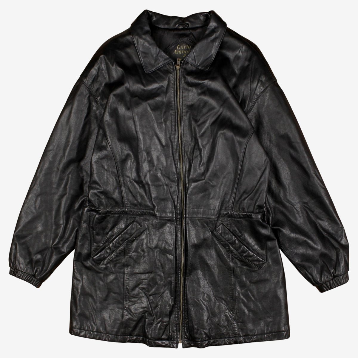 Vintage Carlo Amboldi Leather Jacket L Womens 00s Black Lined Moto Biker