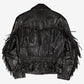 Vintage Leather Jacket L Womens 00s Black Biker Fringe Lined Moto Motorcycle