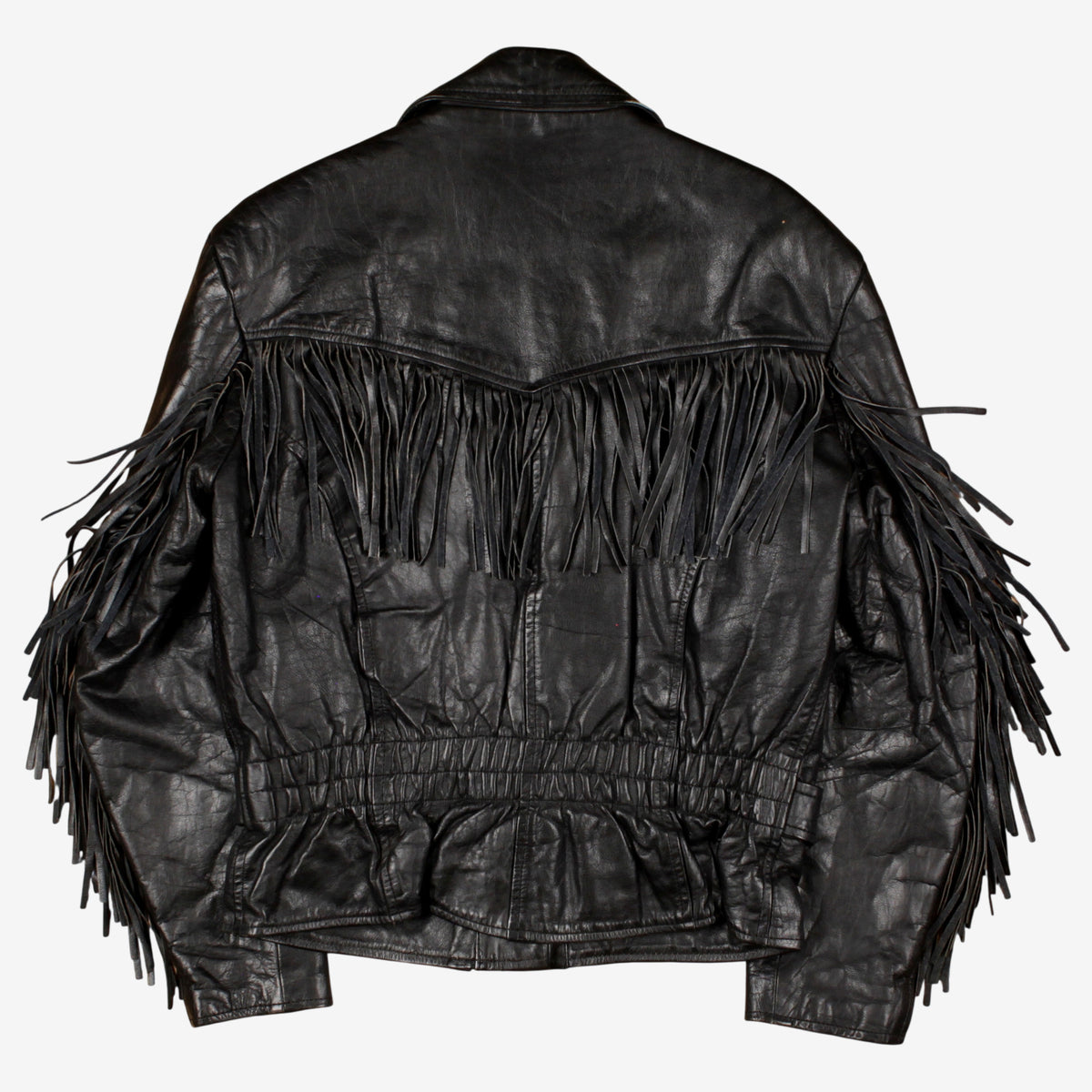 Vintage Leather Jacket L Womens 00s Black Biker Fringe Lined Moto Motorcycle