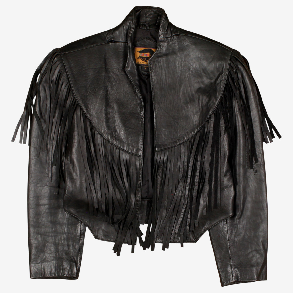 Fox Run Leather Jacket M Womens Black Saddle Ridge Fringe Western Cowgirl