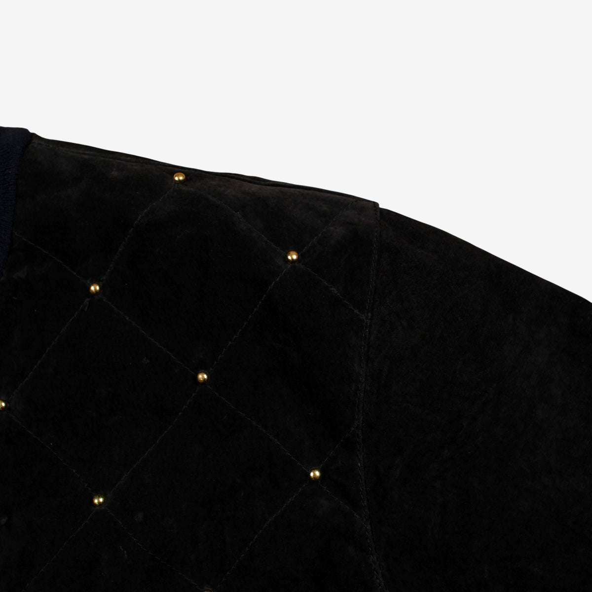 Vintage Bagatelle Bomber Jacket S Womens Black Suede Quilted Studded