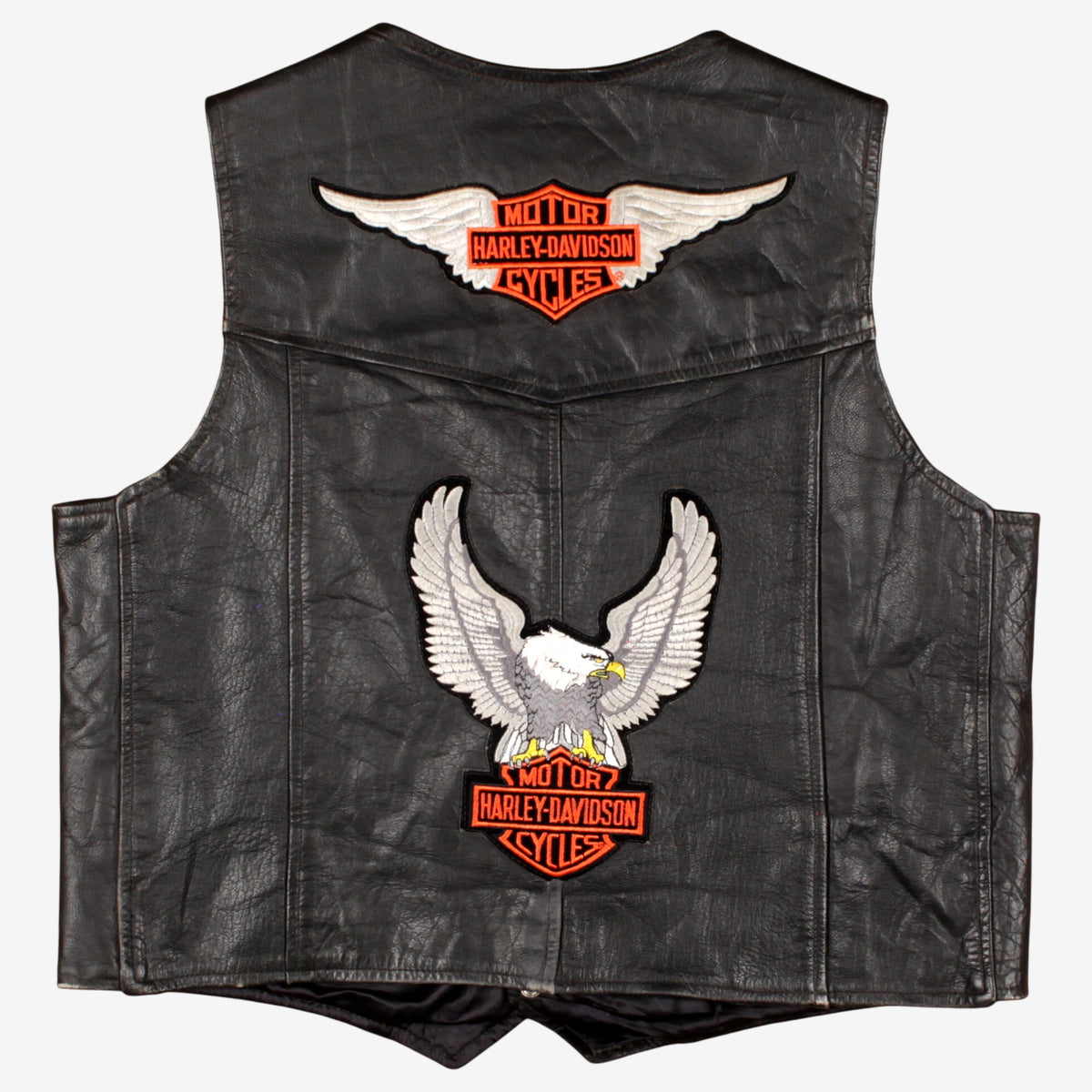 Vintage Maryland Leather Inc Vest XL Mens 90s Black Motorcycle Patched Biker