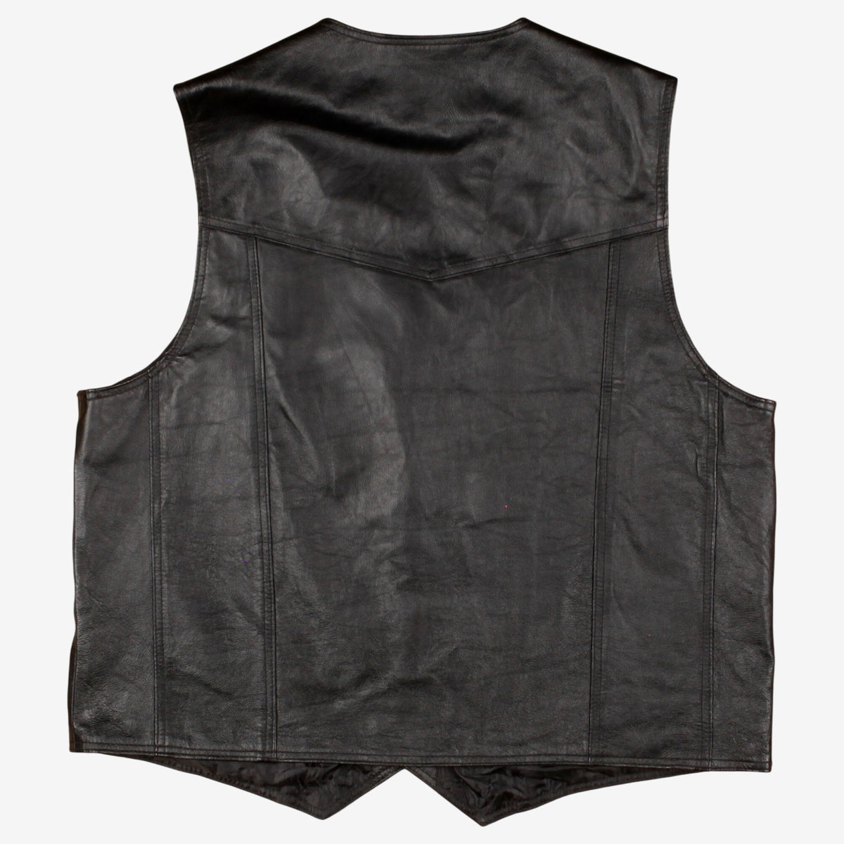 Vintage Leather Vest L Mens Black Lined Western Biker Motorcycle Gilet