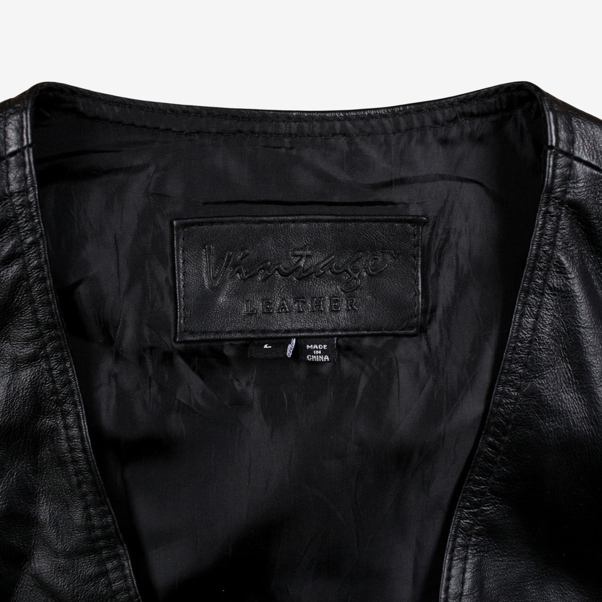 Vintage Leather Vest L Mens Black Lined Western Biker Motorcycle Gilet
