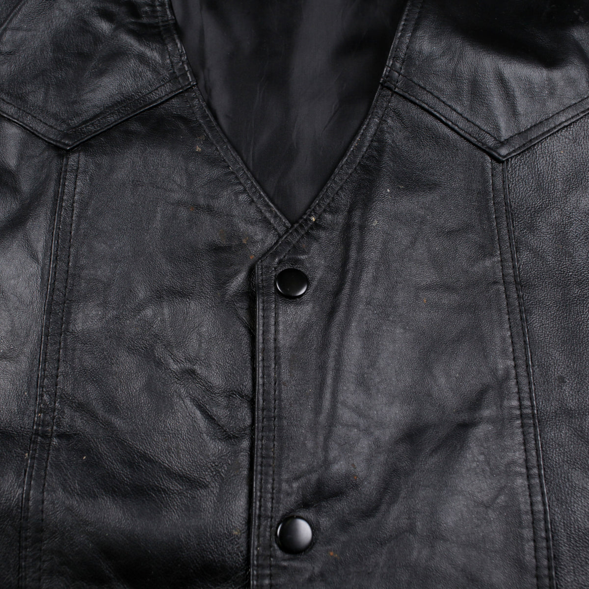 Vintage Leather Vest L Mens Black Lined Western Biker Motorcycle Gilet