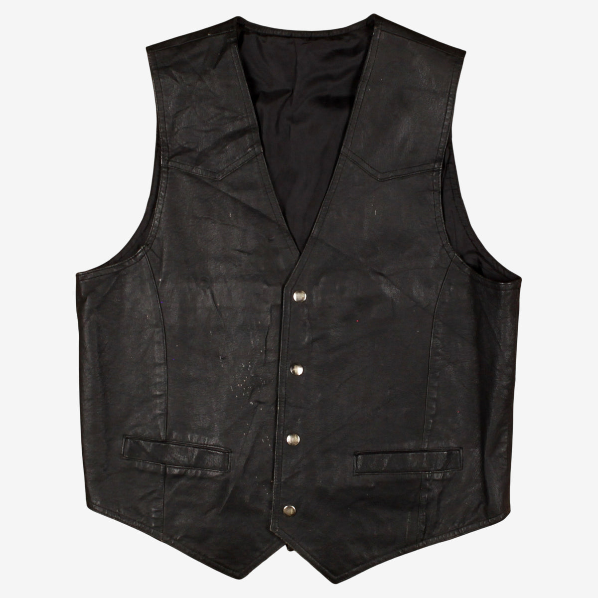 Vintage Leather Vest M 40 Mens Black Lined Biker Motorcycle Gilet Jacket