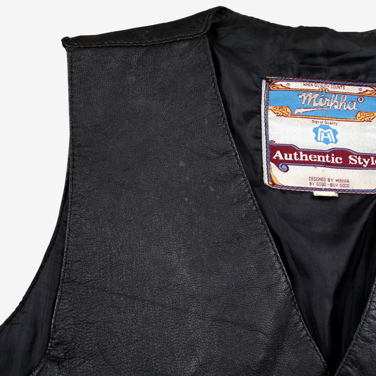 Vintage Mirkha Vest L Mens 90s Black Lined Biker Moto Gilet