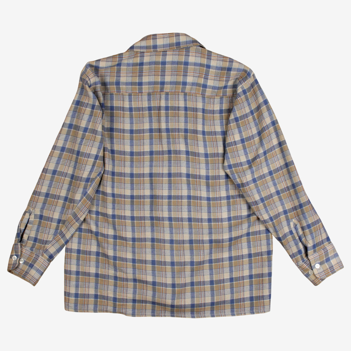 Vintage Royal Knight Shirt L Mens Button 80s Acrylic Plaid Lumberjack Blue